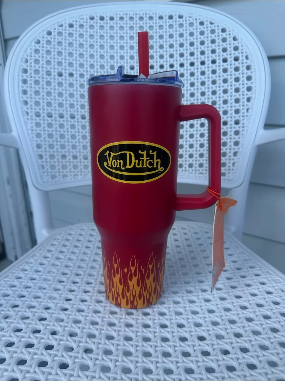 Von Dutch Orange Insulated 40oz Tumbler with Flame Accent